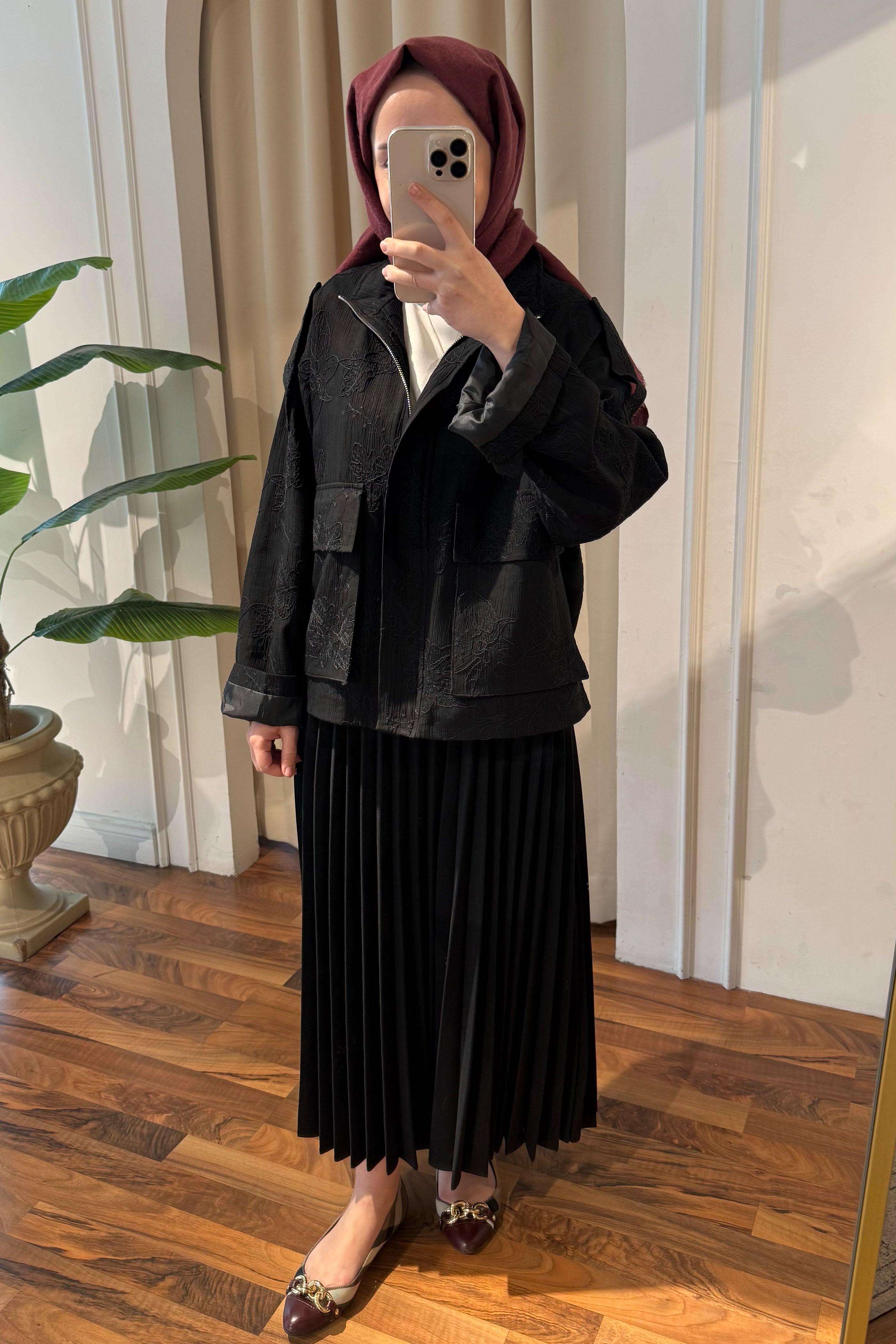 Desenli Ceket - Siyah