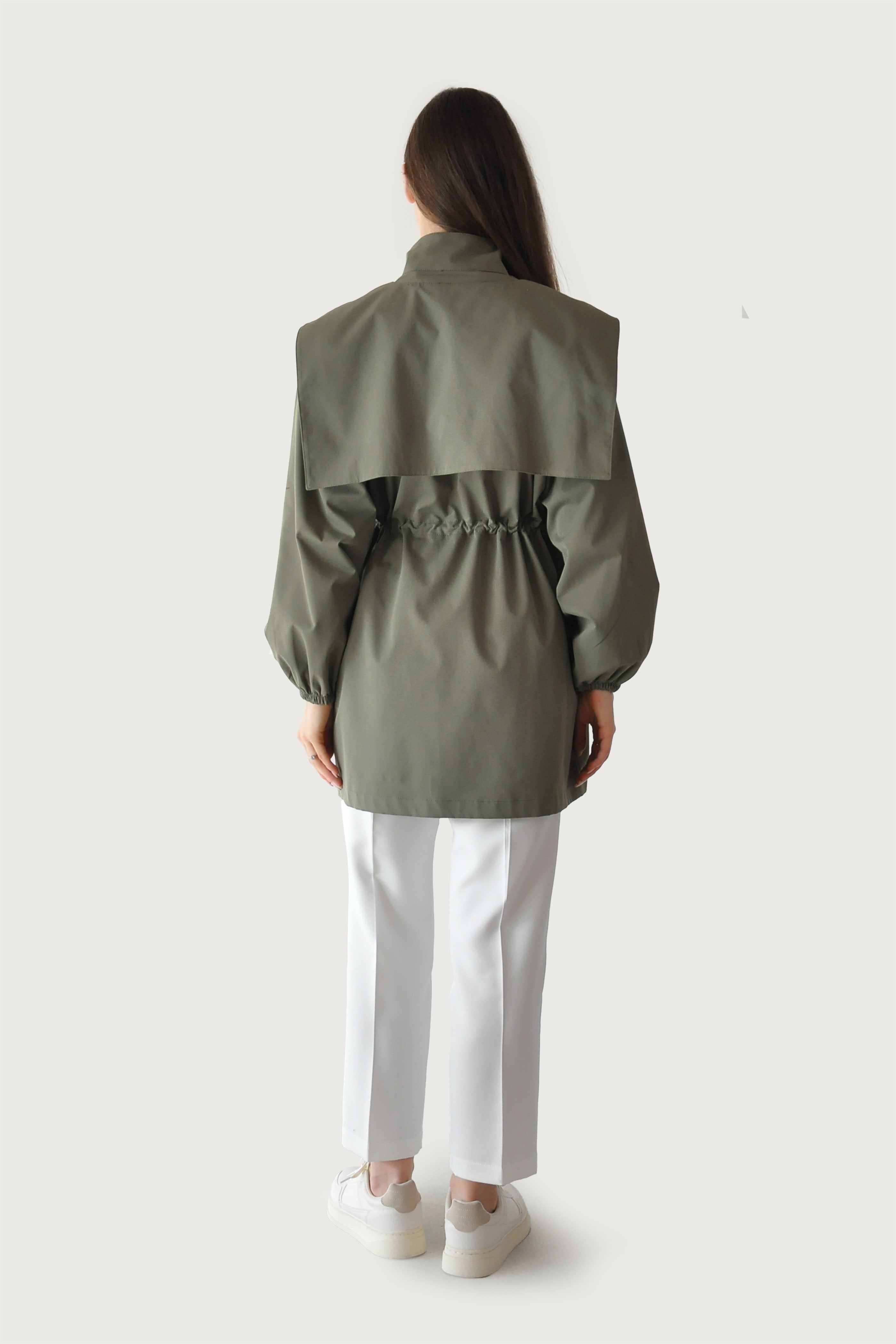 Bağcıklı Trençkot - Haki