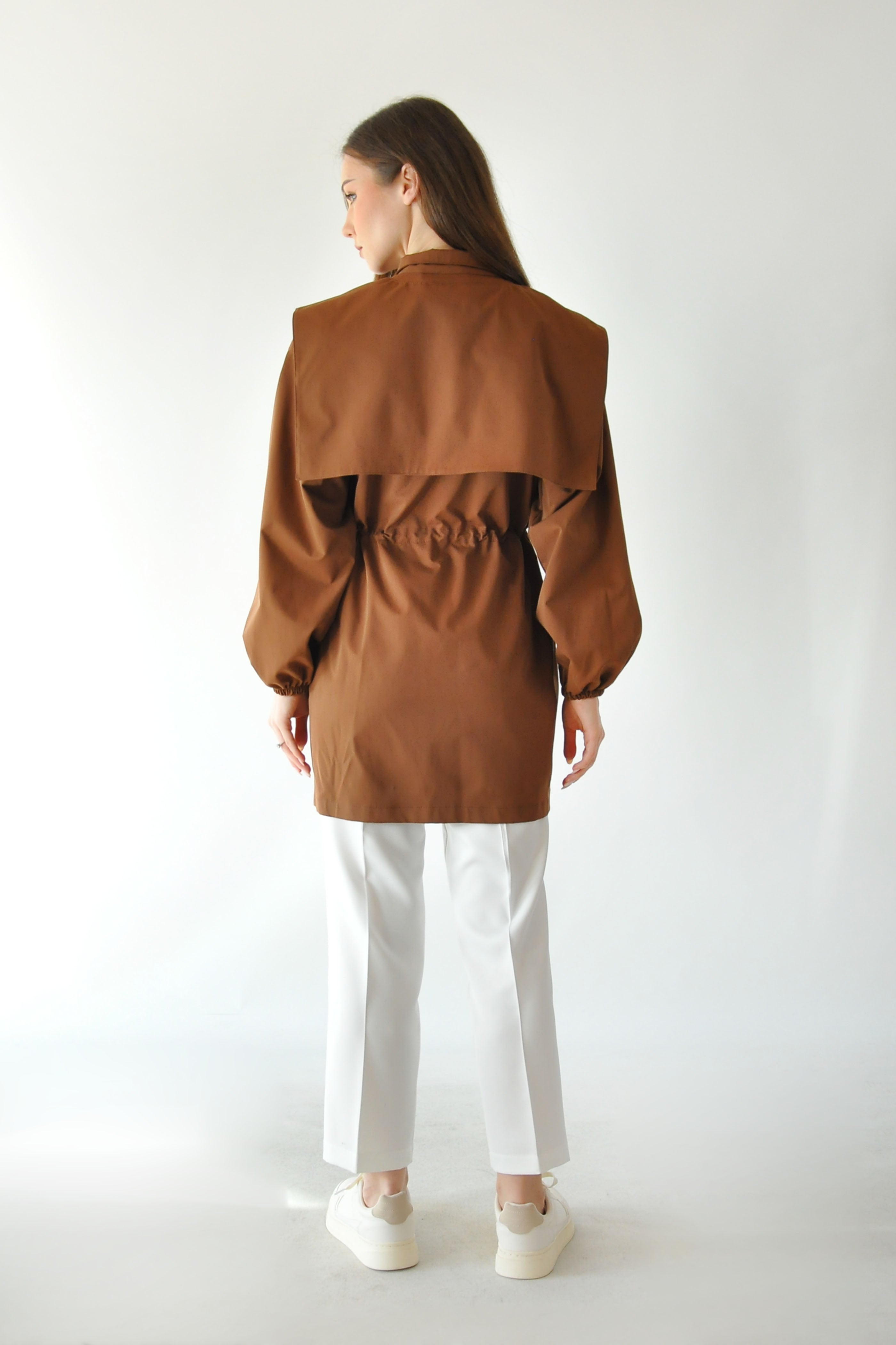 Bağcıklı Trençkot - Kahverengi