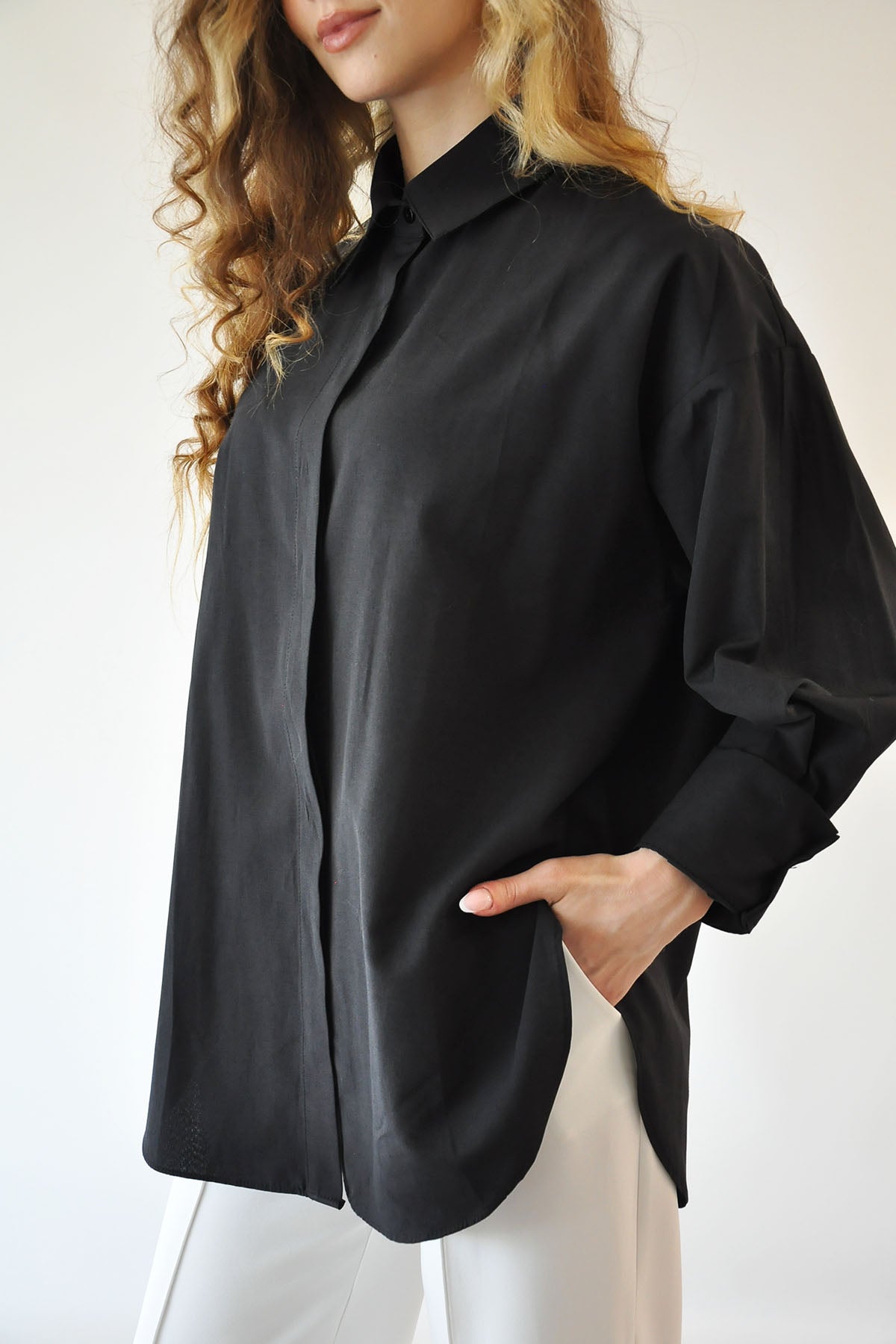 Basic Poplin Gömlek - Siyah