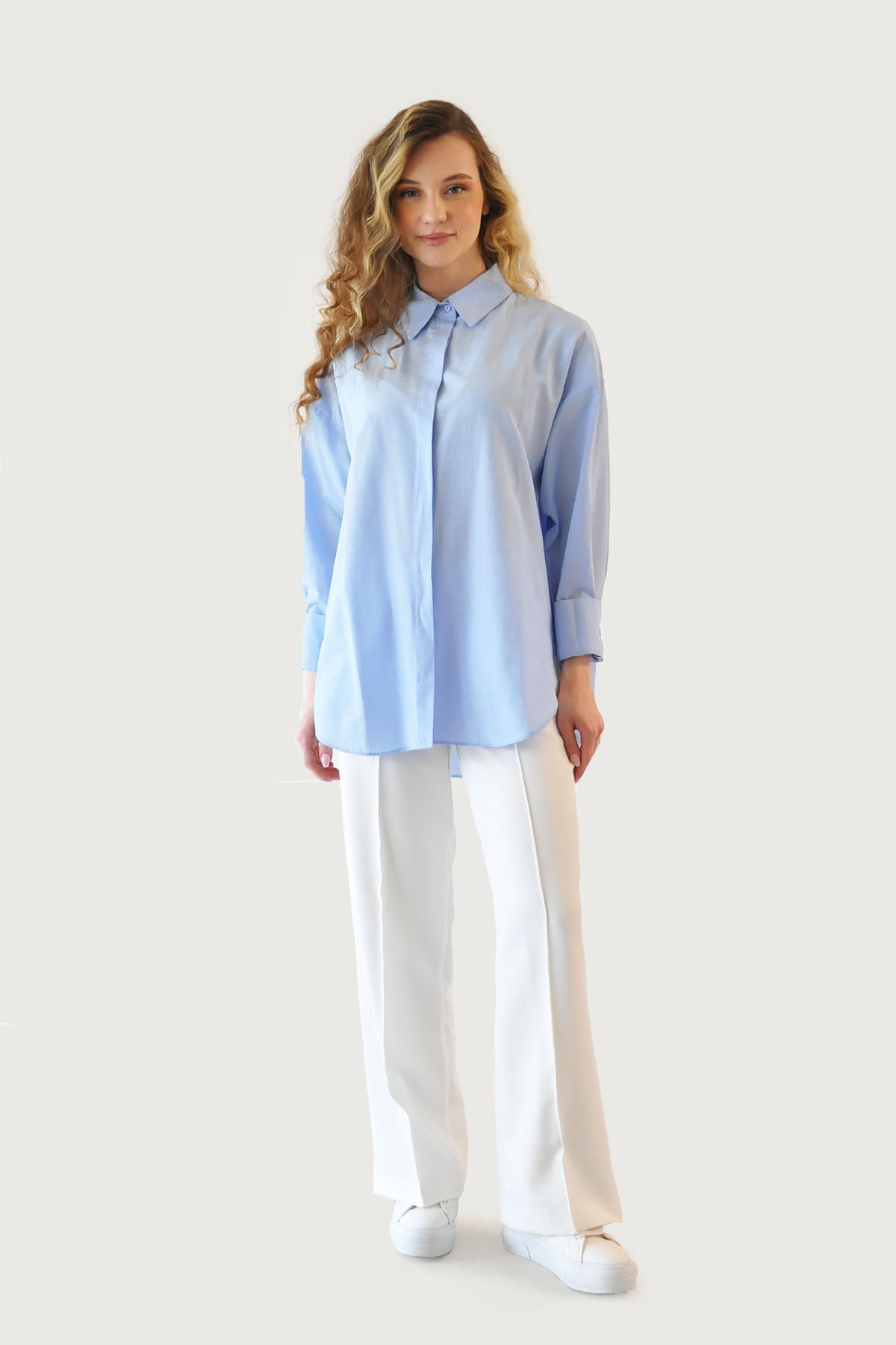 Basic Poplin Gömlek - Mavi