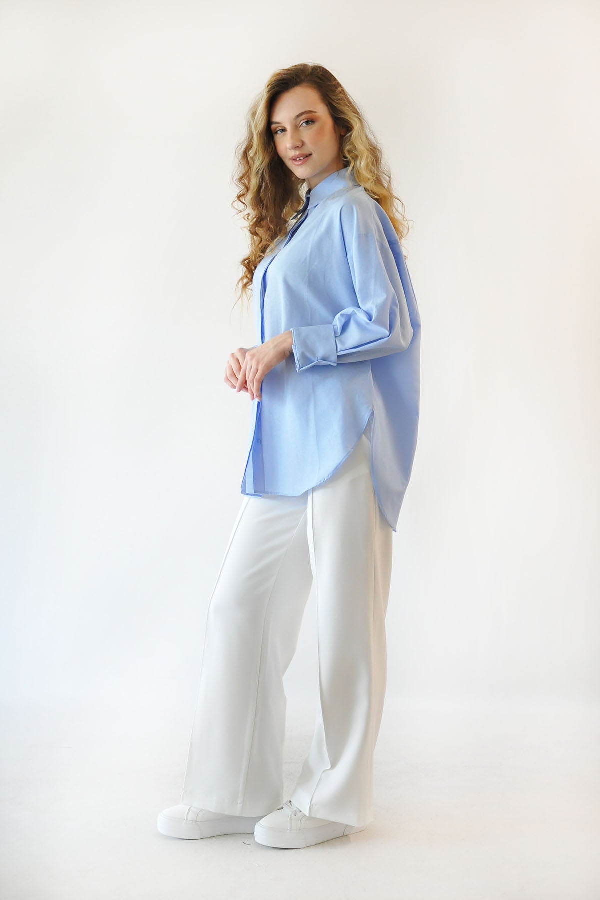 Basic Poplin Gömlek - Mavi