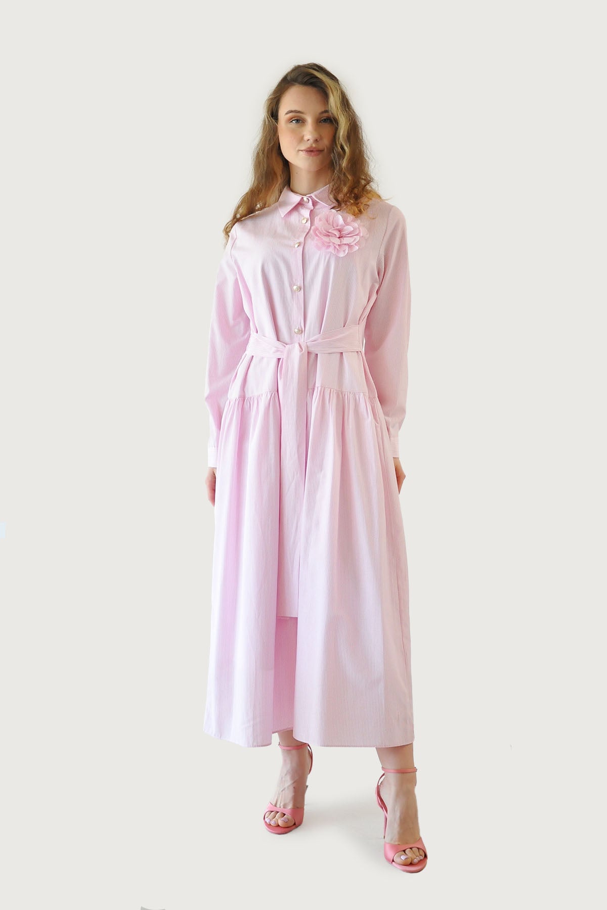 Çizgili Elbise - Pembe