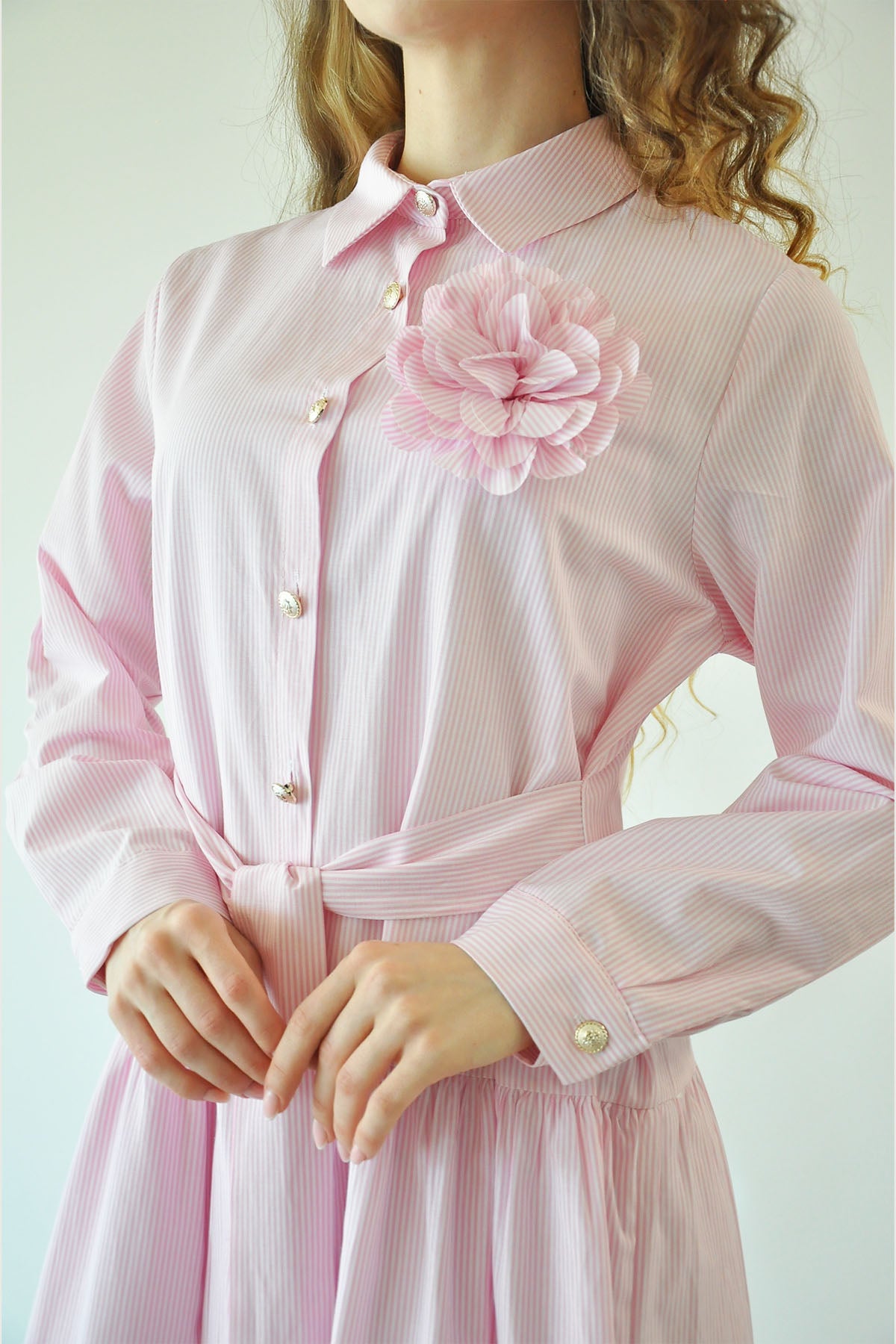Çizgili Elbise - Pembe