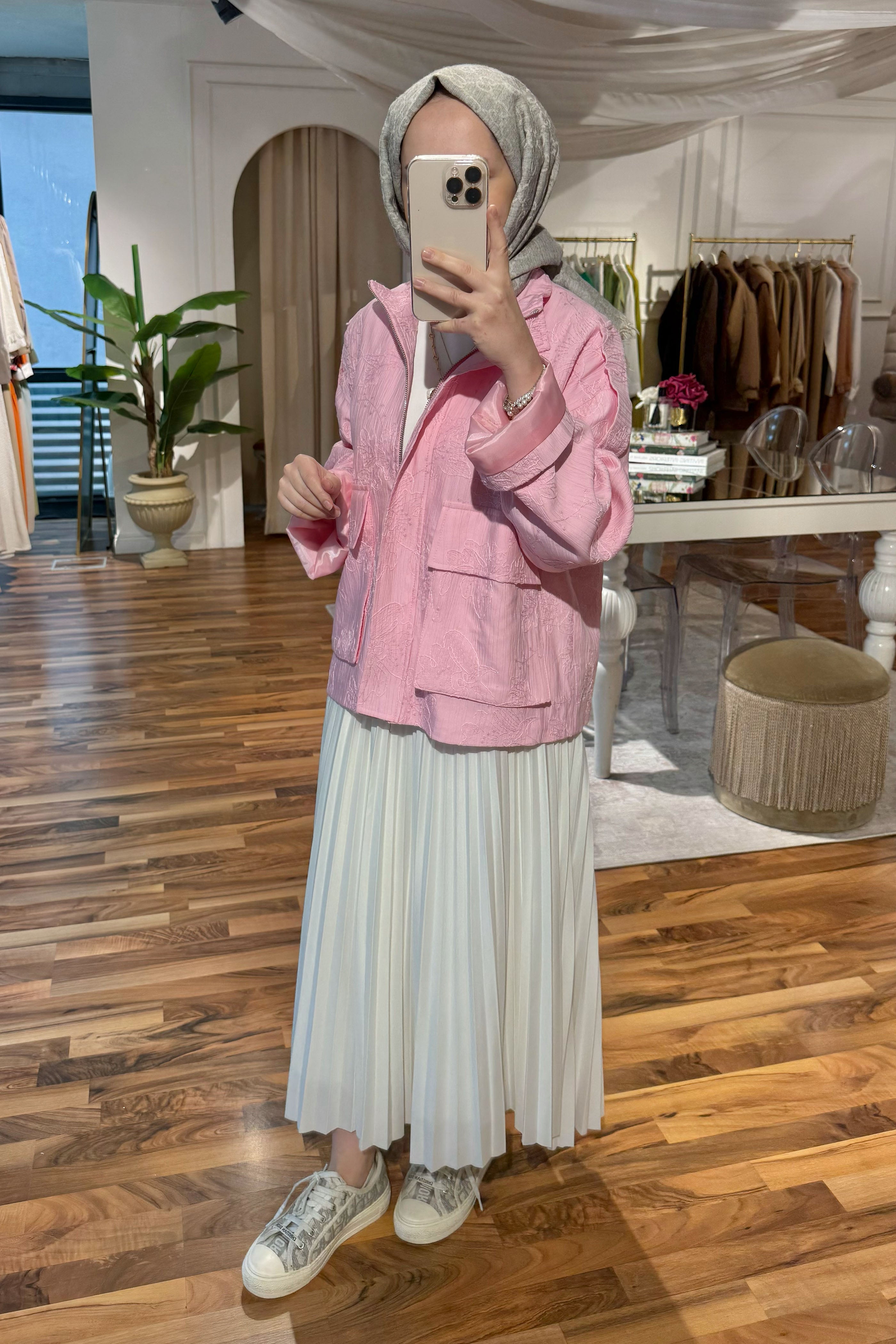 Desenli Ceket - Pembe