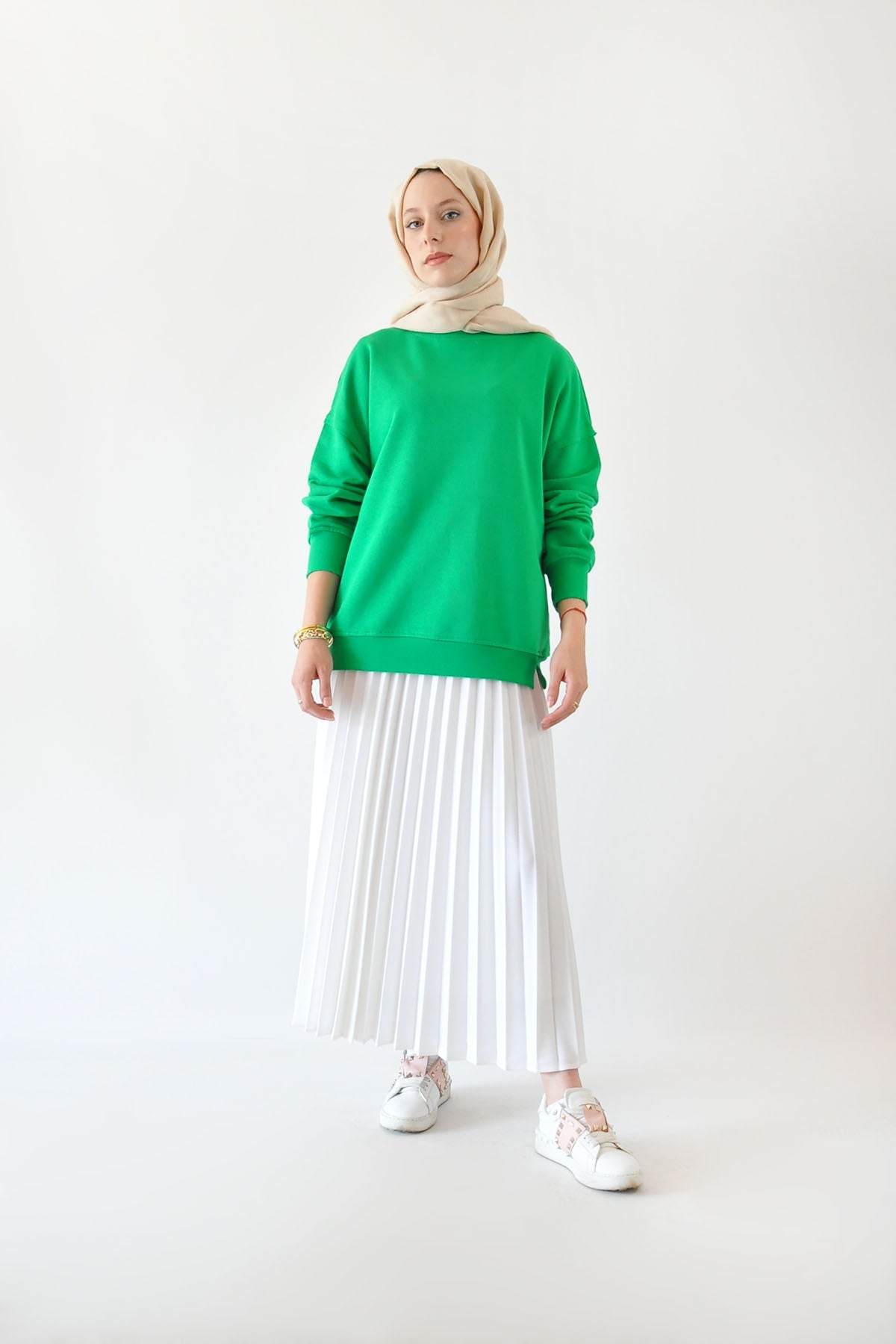 İki İplik Basic Sweat - Yeşil