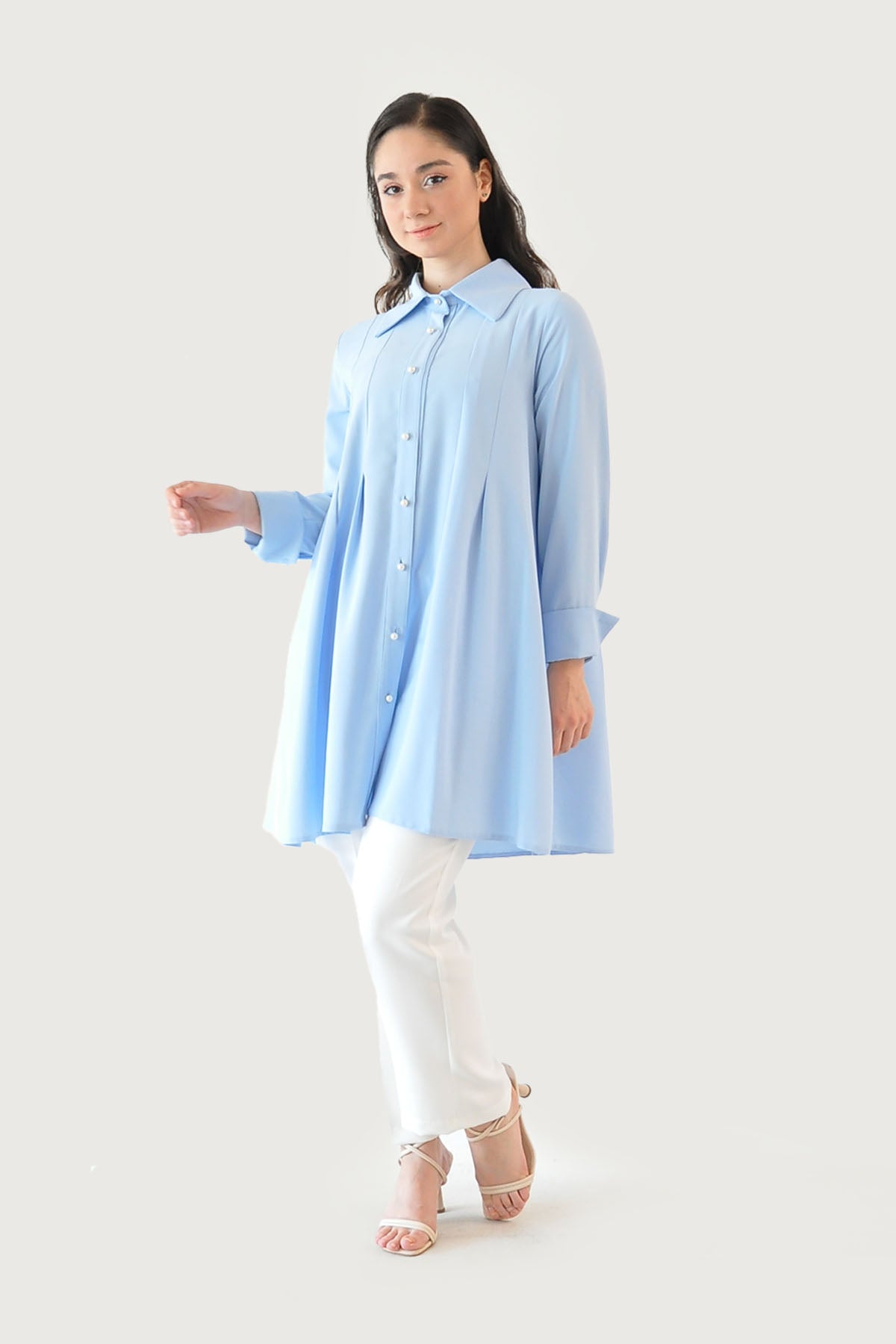 İncili Gömlek - Mavi