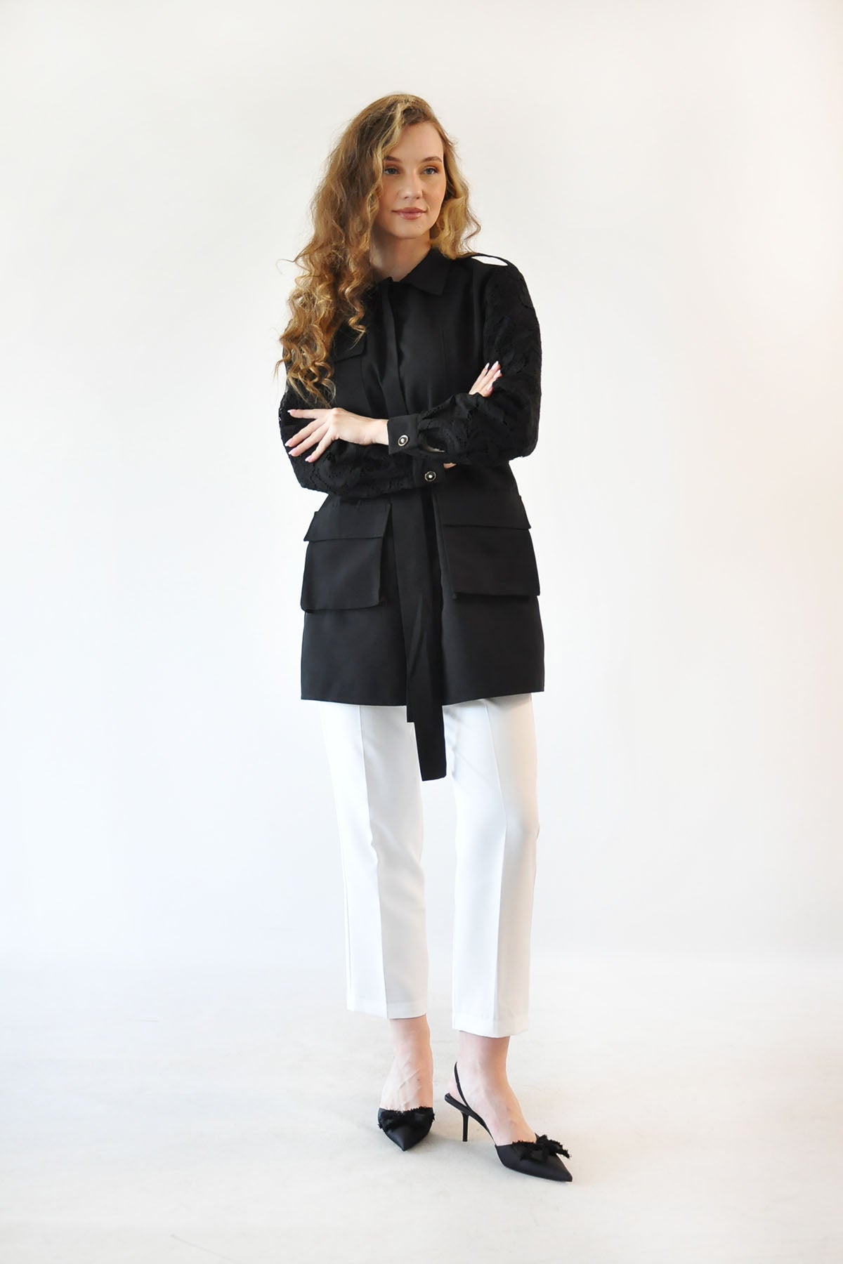 Kate Dantelli Ceket - Siyah