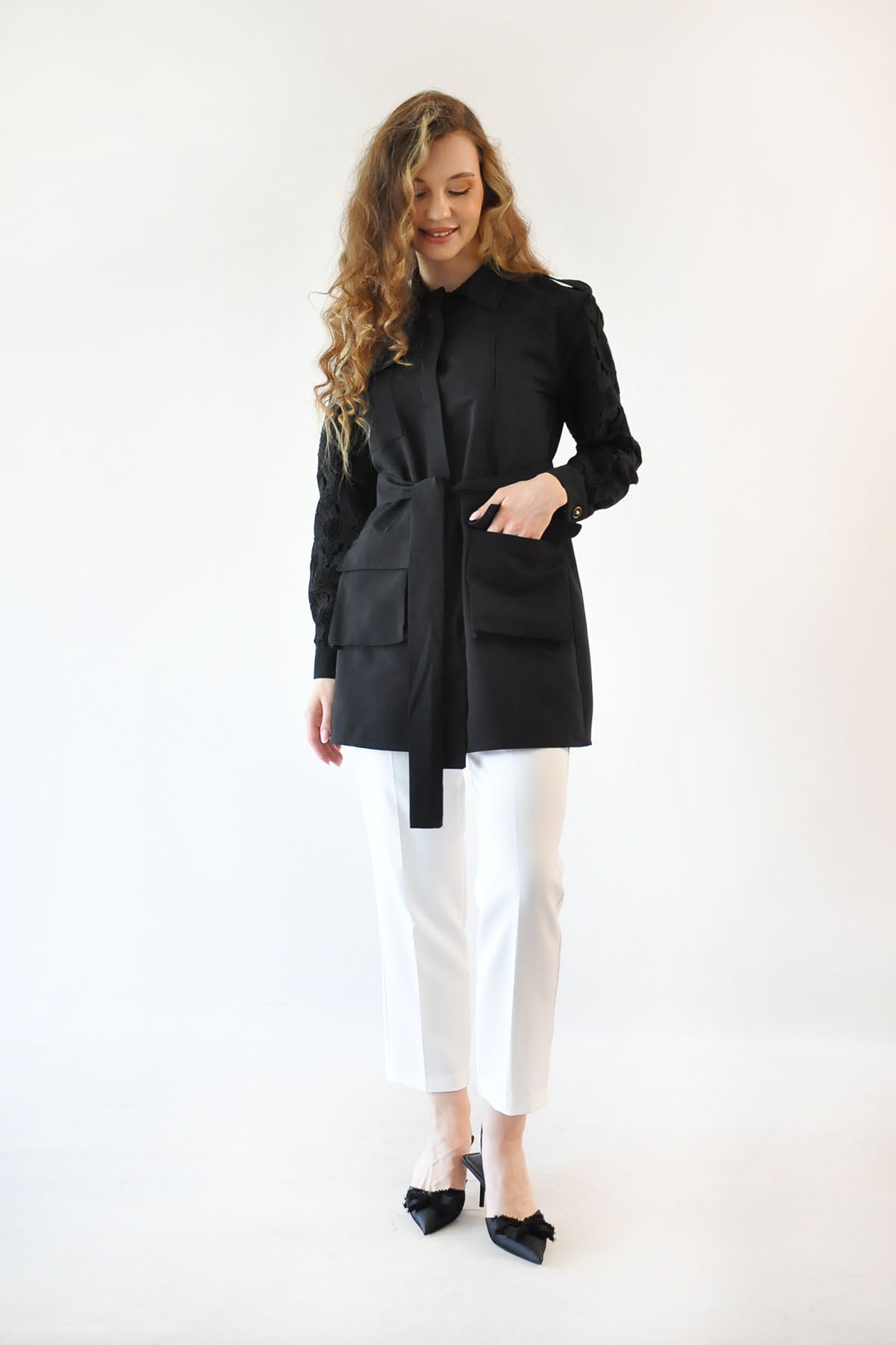Kate Dantelli Ceket - Siyah