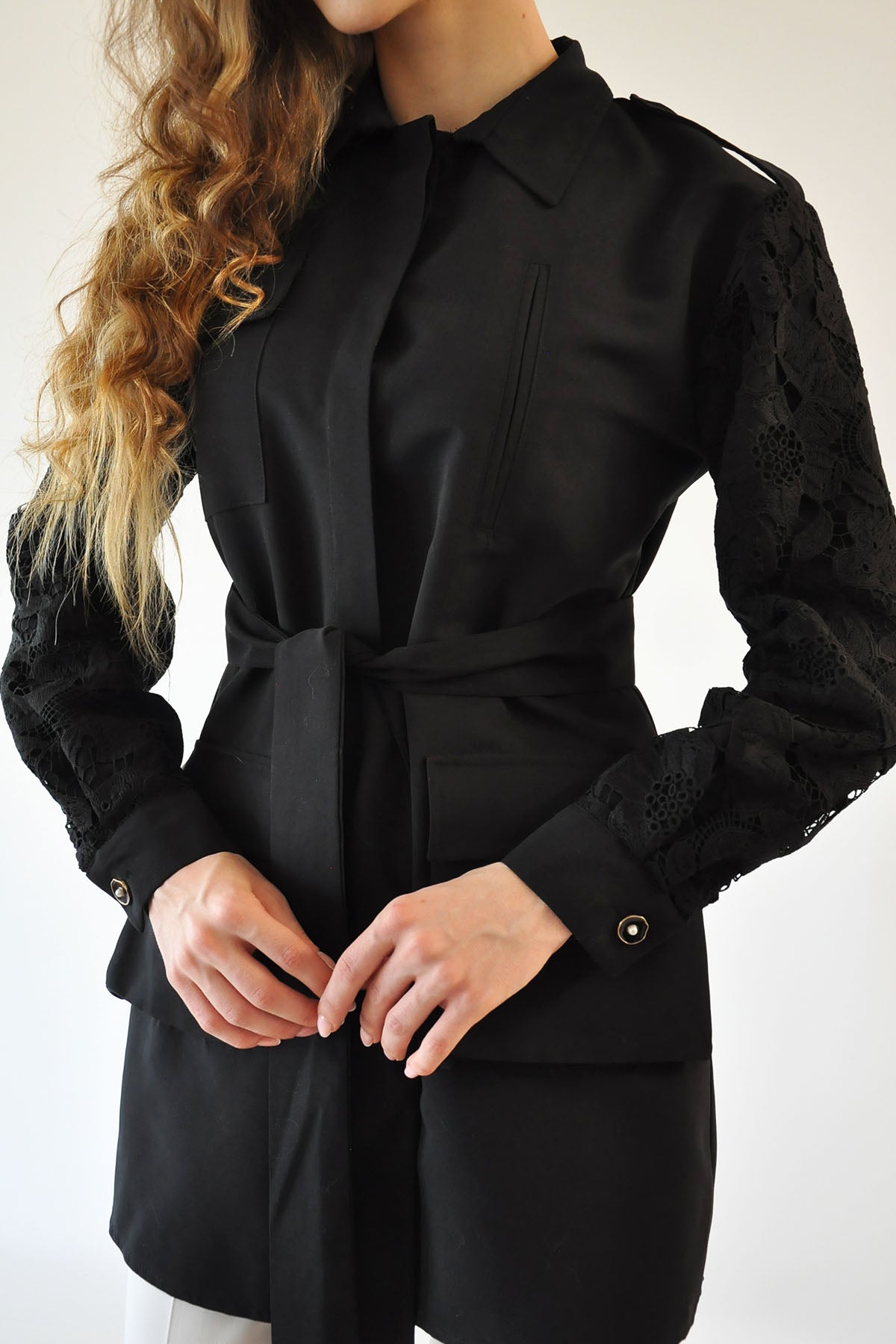 Kate Dantelli Ceket - Siyah