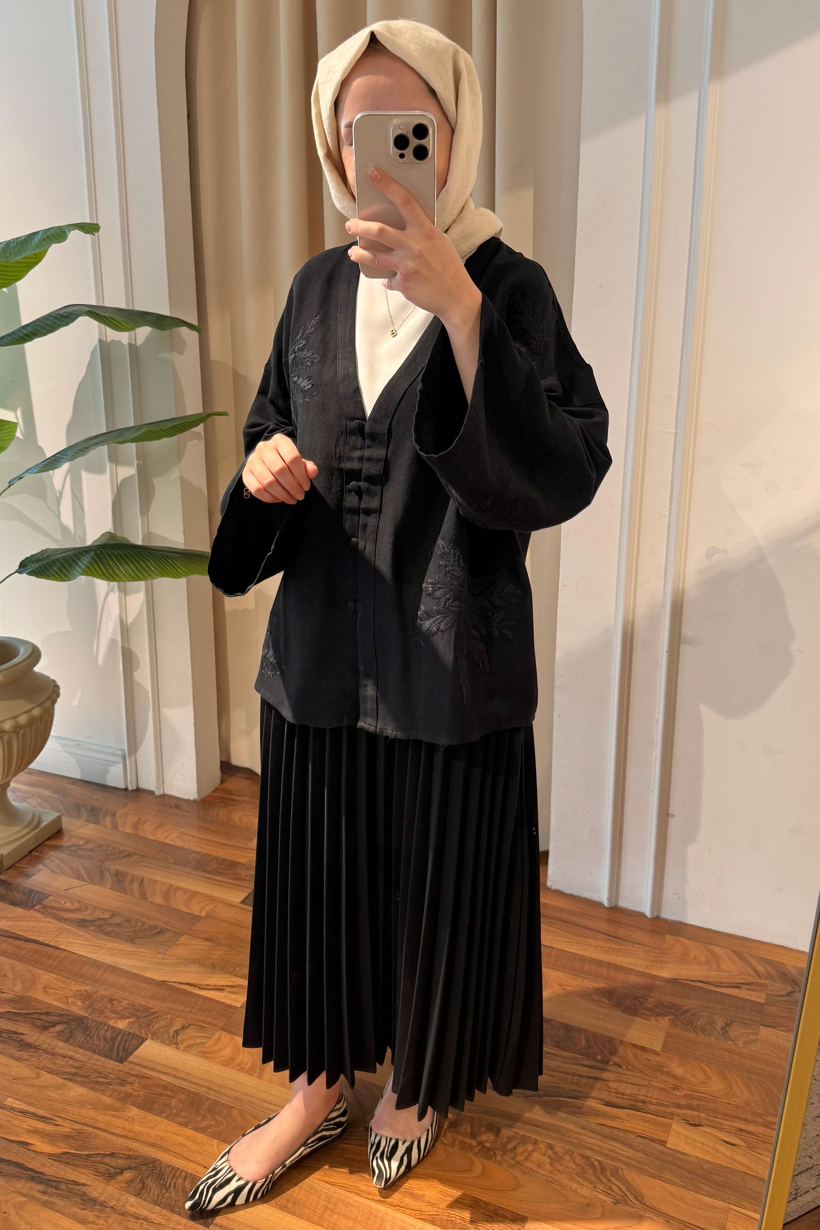 Nakışlı Kimono - Siyah