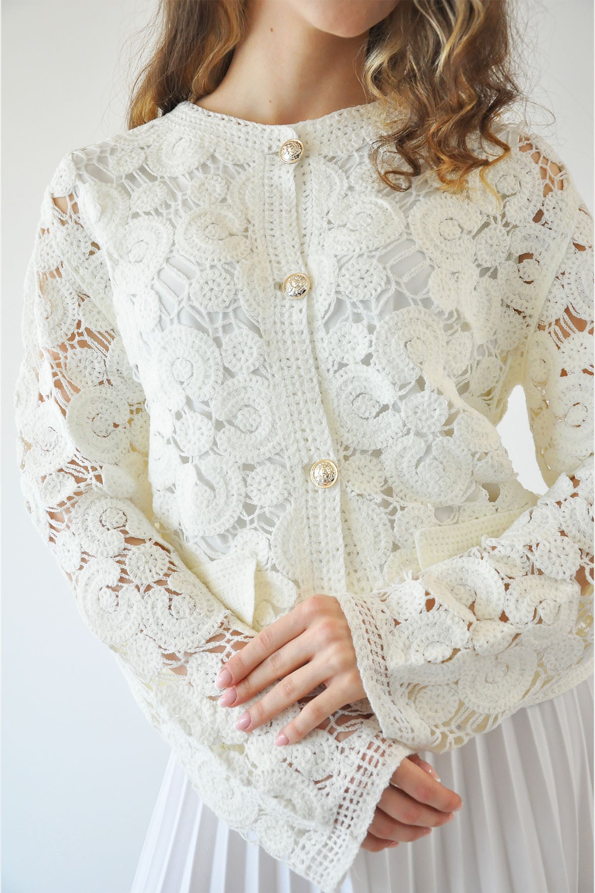 Örgü Hırka - Krem