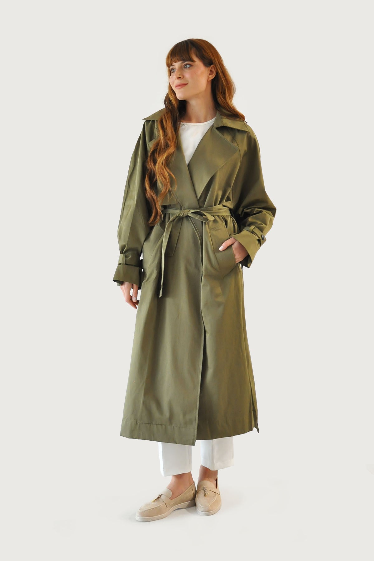 Oversize Trençkot - Haki