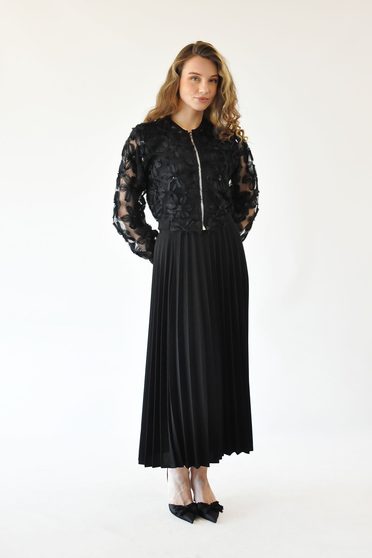 Piliseli Etek - Siyah