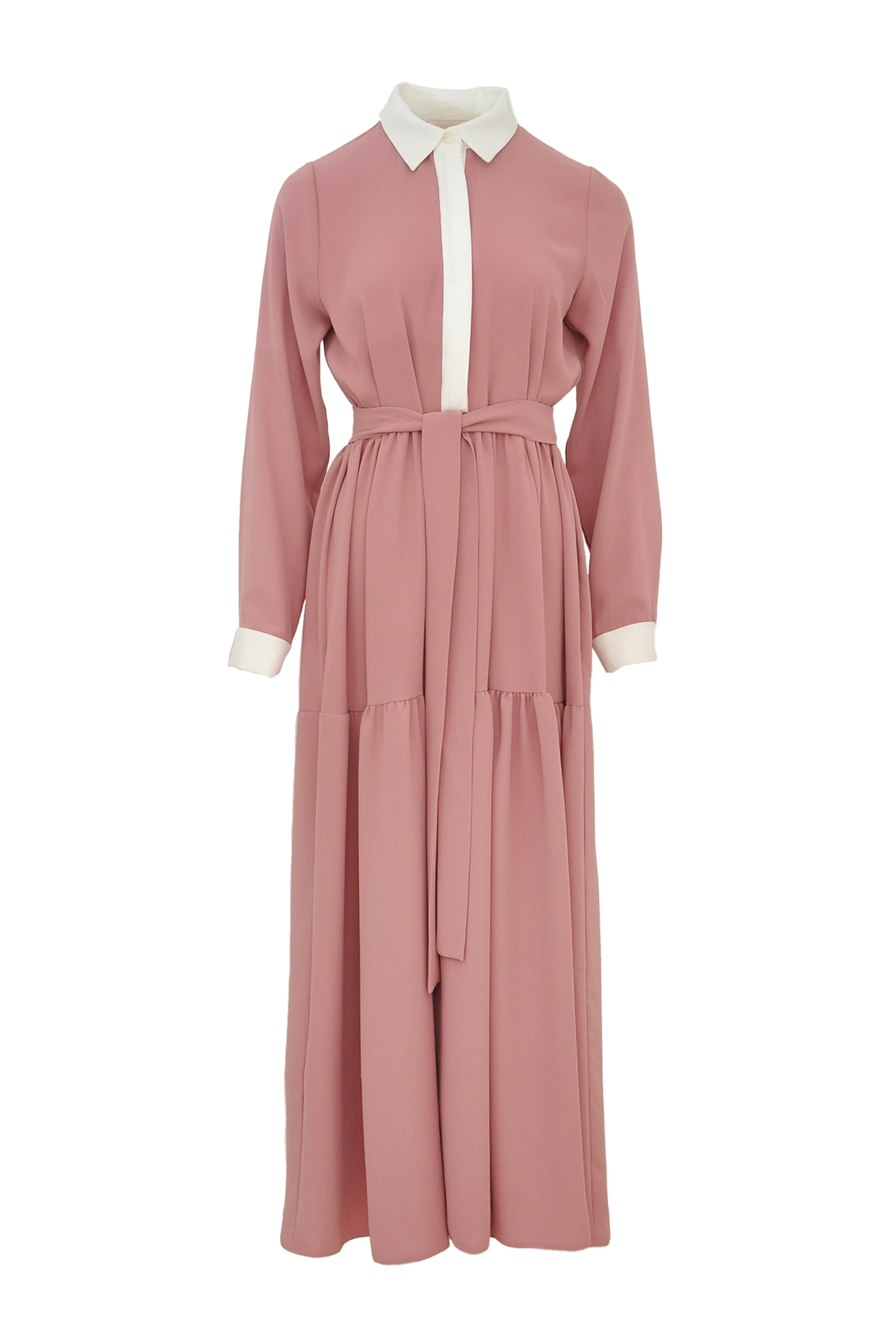 Şeritli Elbise - Pembe