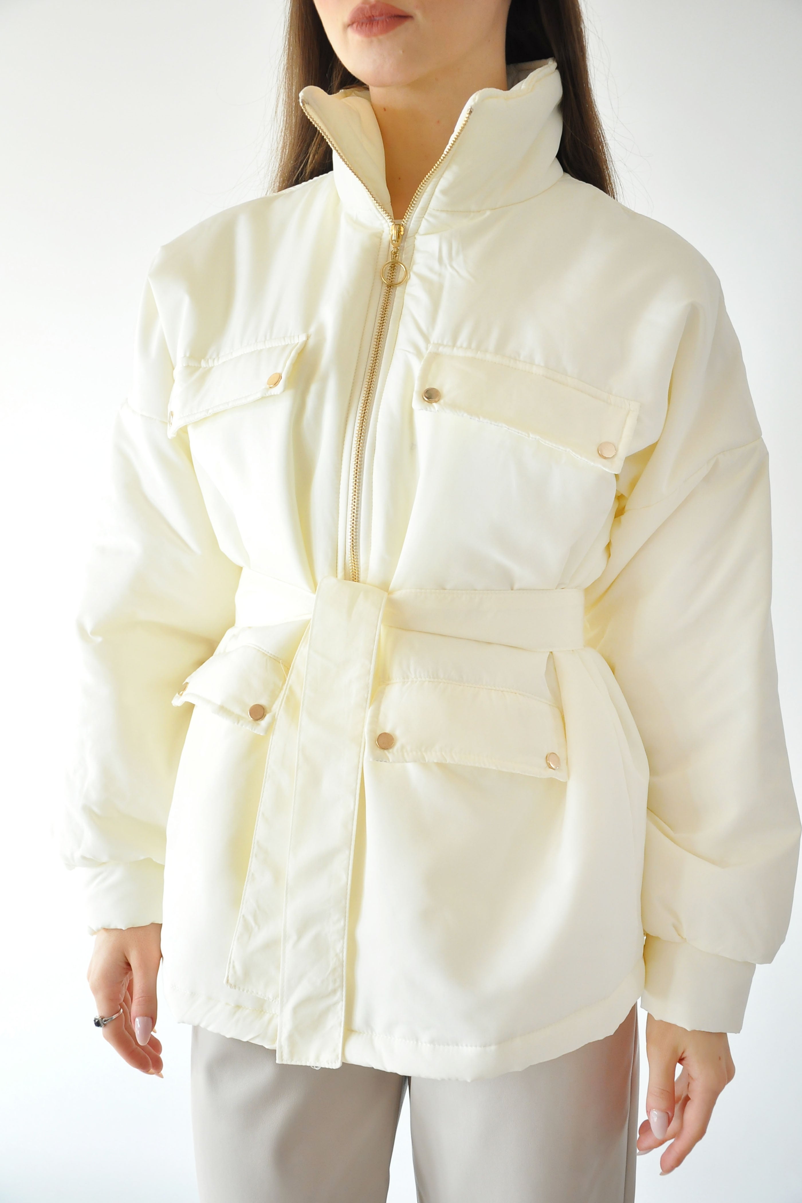 Puffy Şişme Mont - Krem