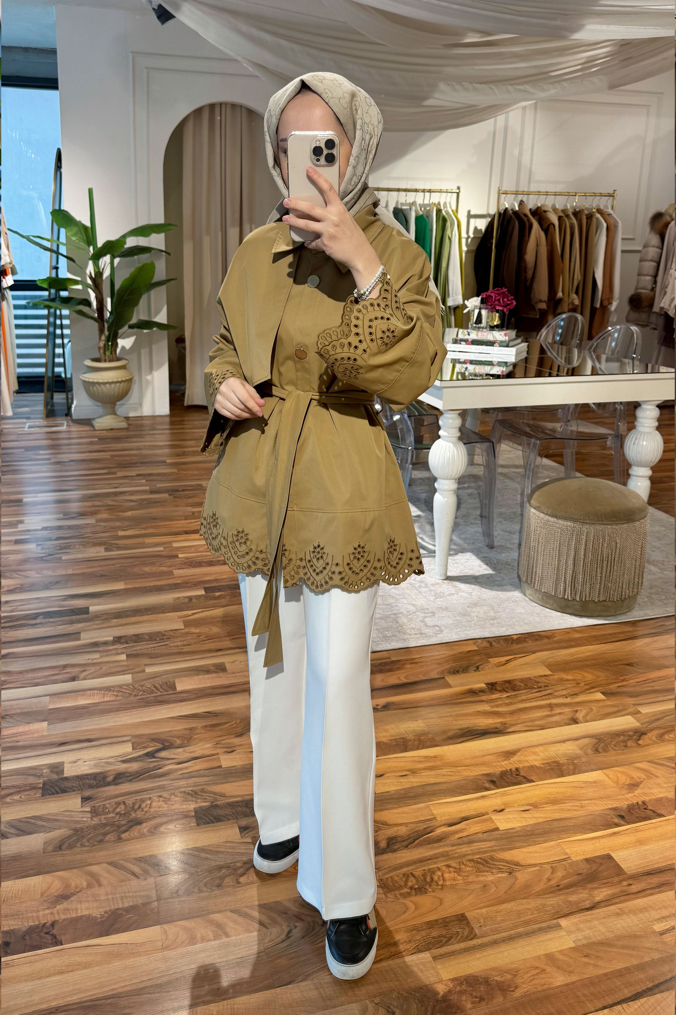 Amber Dantelli Ceket - Sütlü Kahve