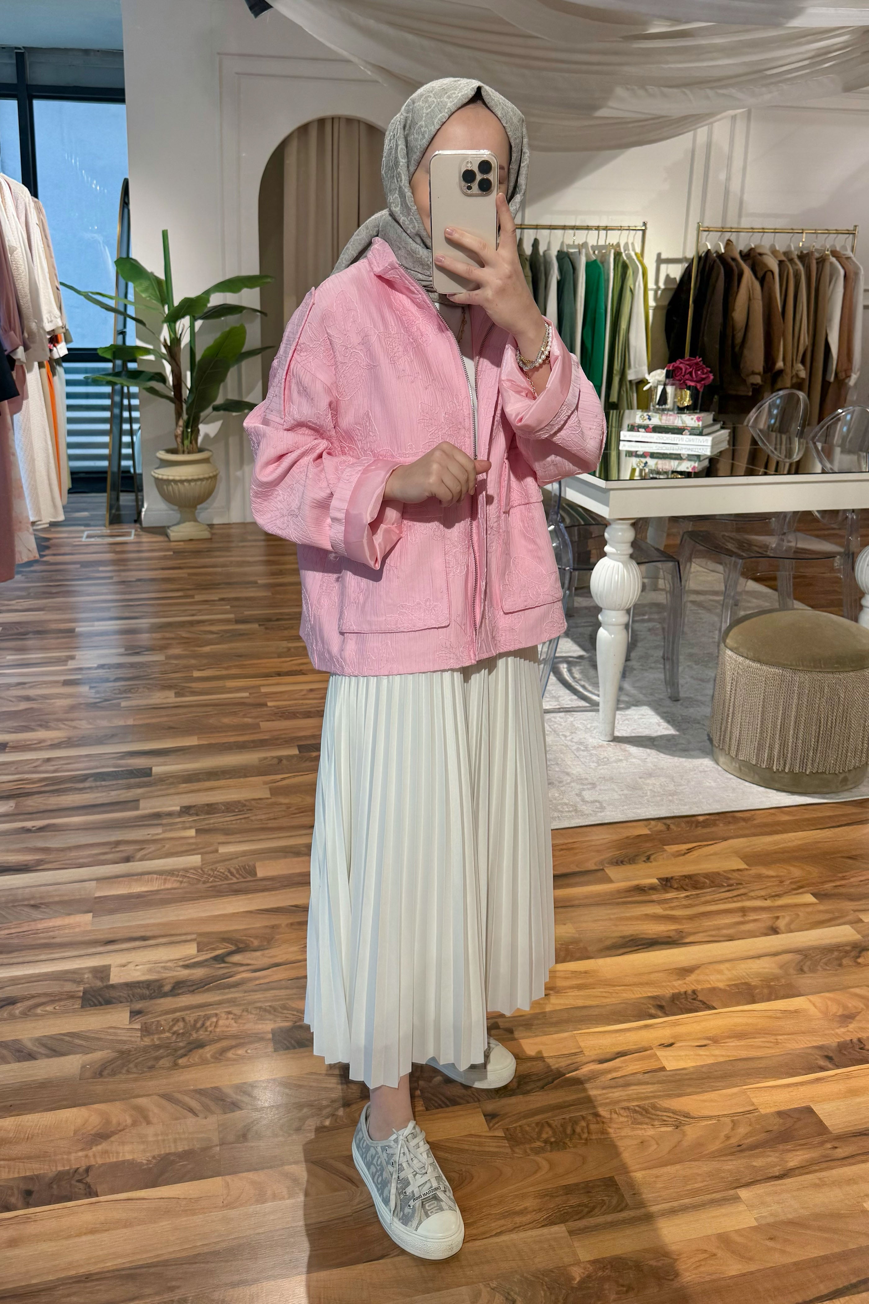 Desenli Ceket - Pembe