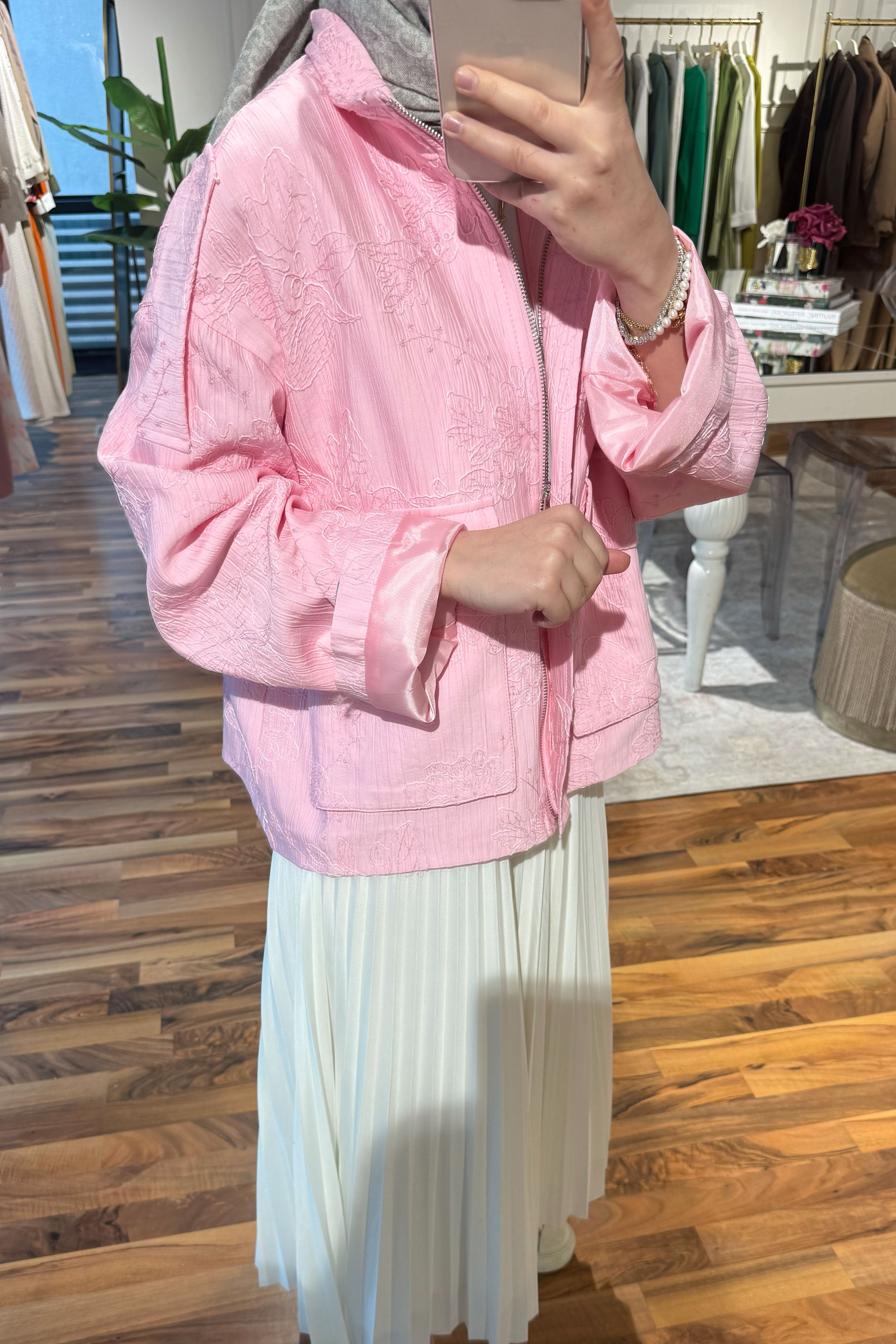 Desenli Ceket - Pembe