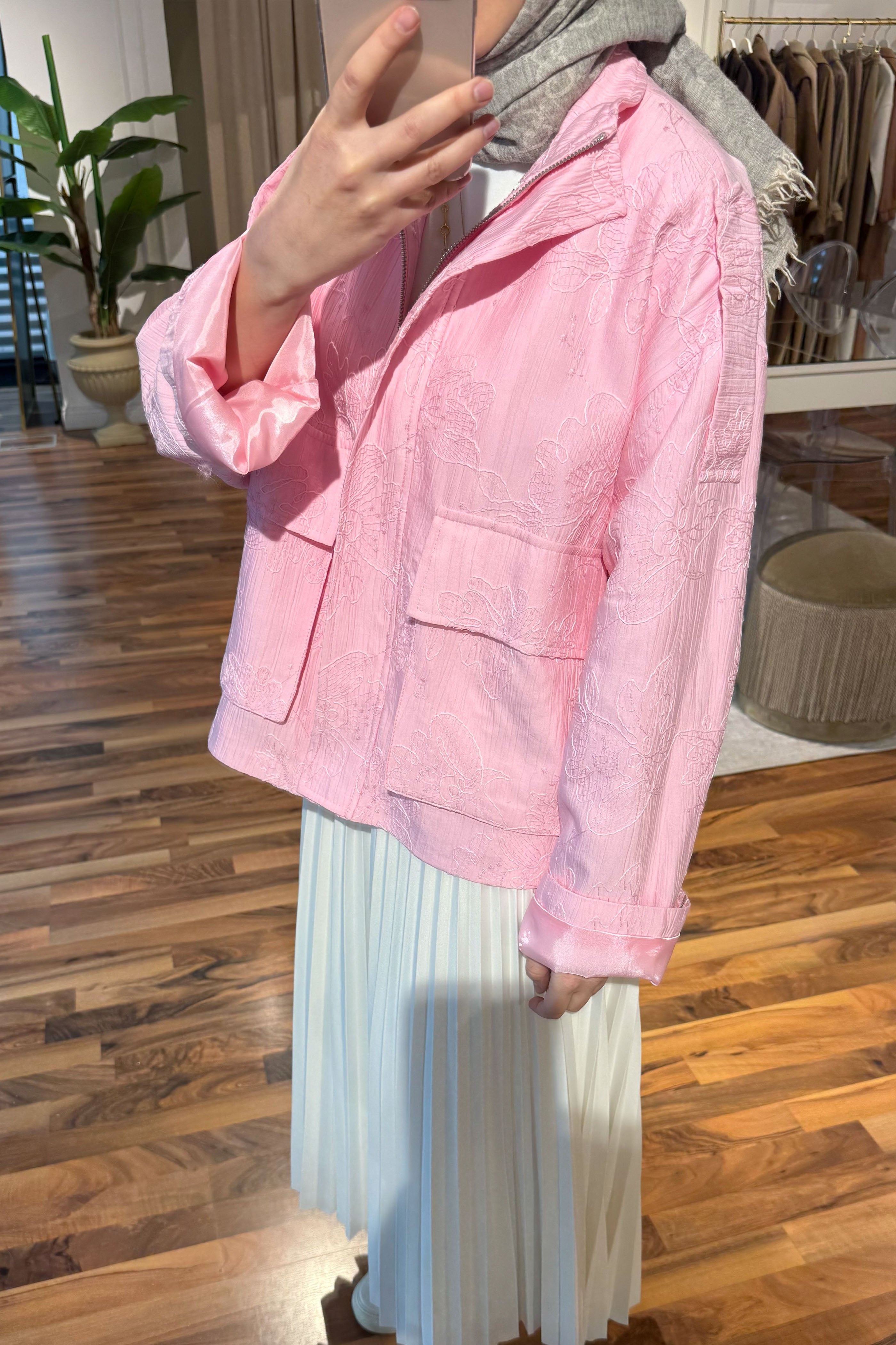 Desenli Ceket - Pembe