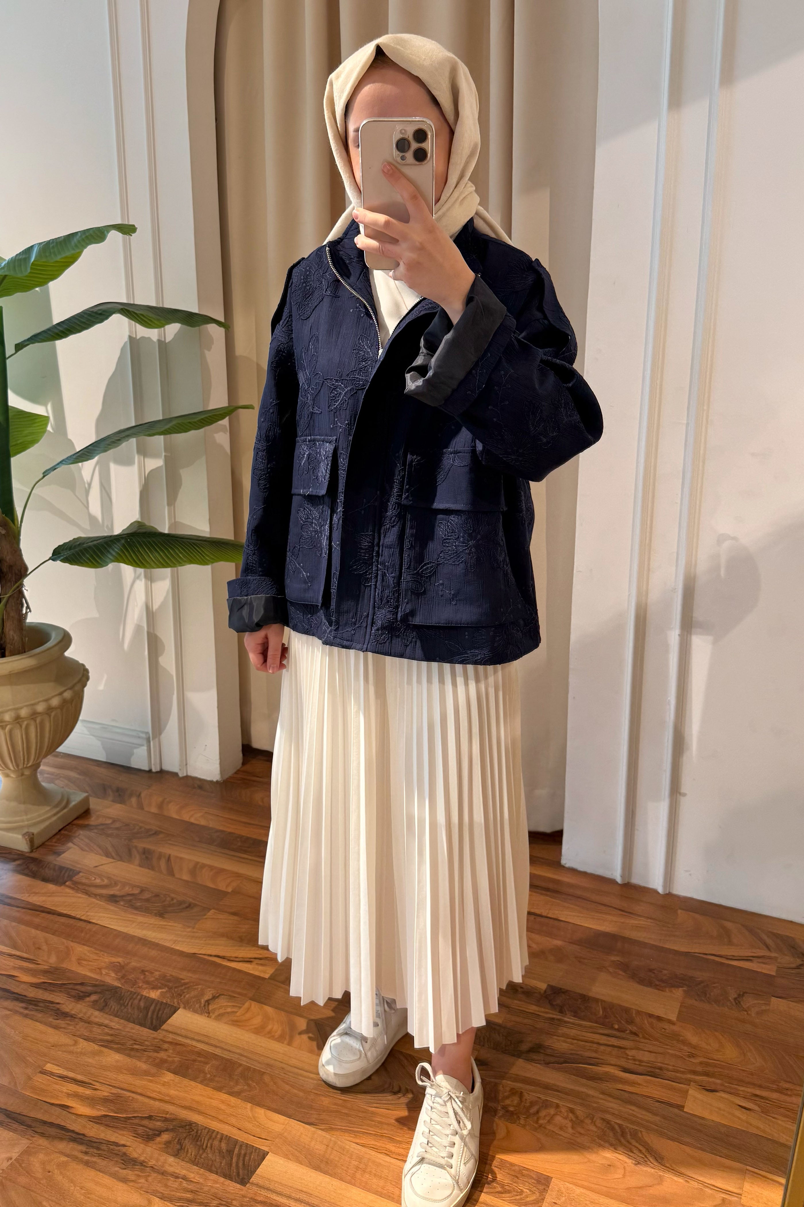 Desenli Ceket - Lacivert