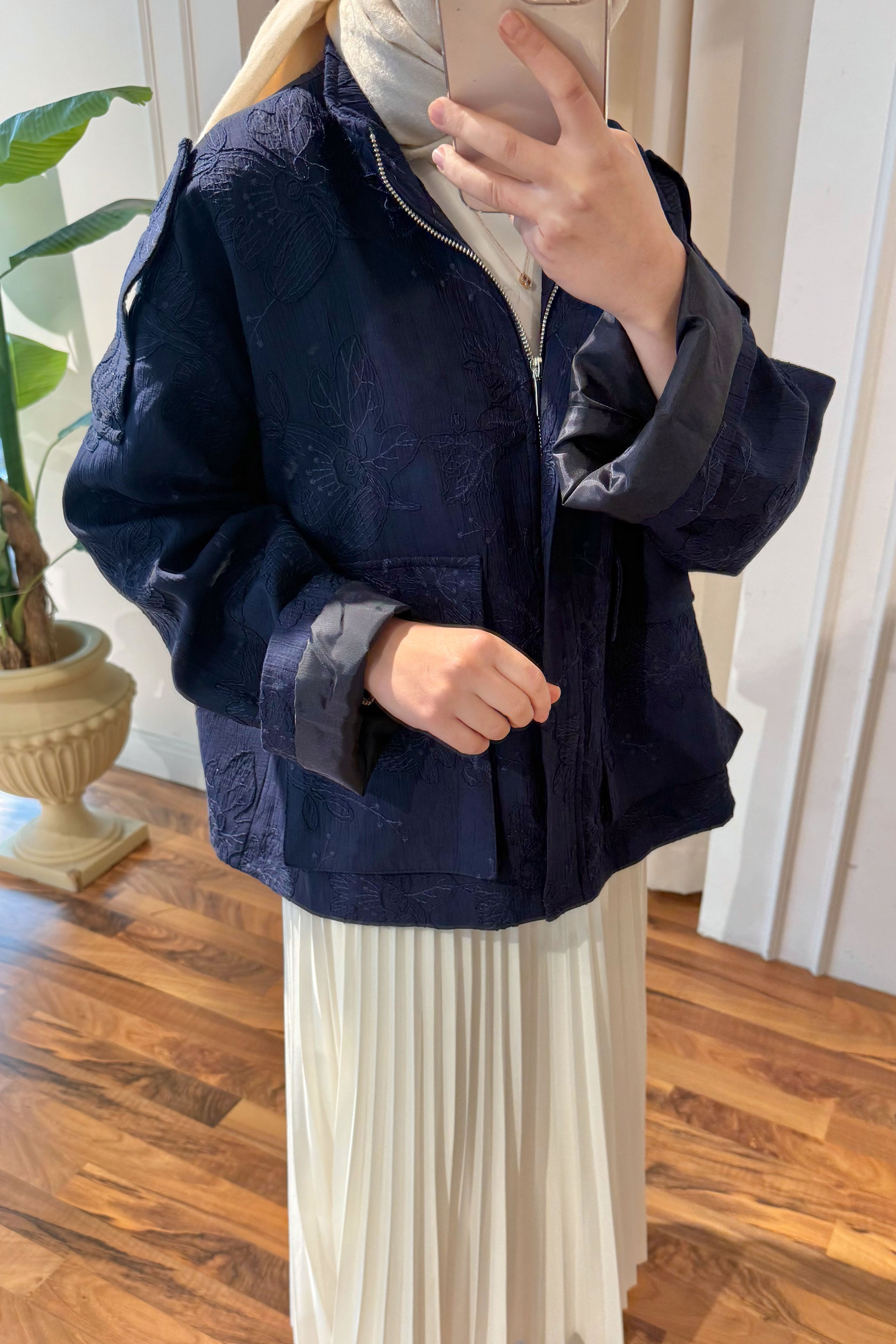 Desenli Ceket - Lacivert