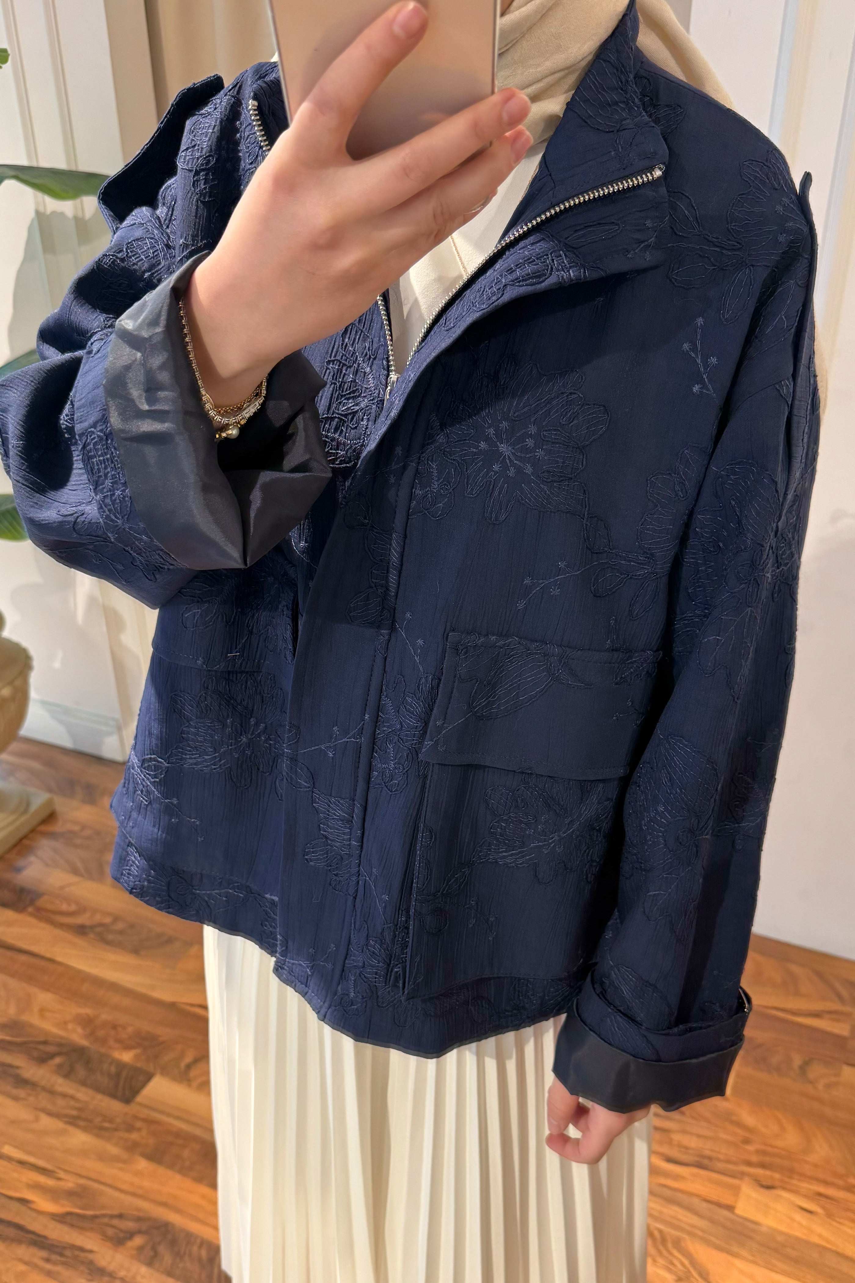 Desenli Ceket - Lacivert