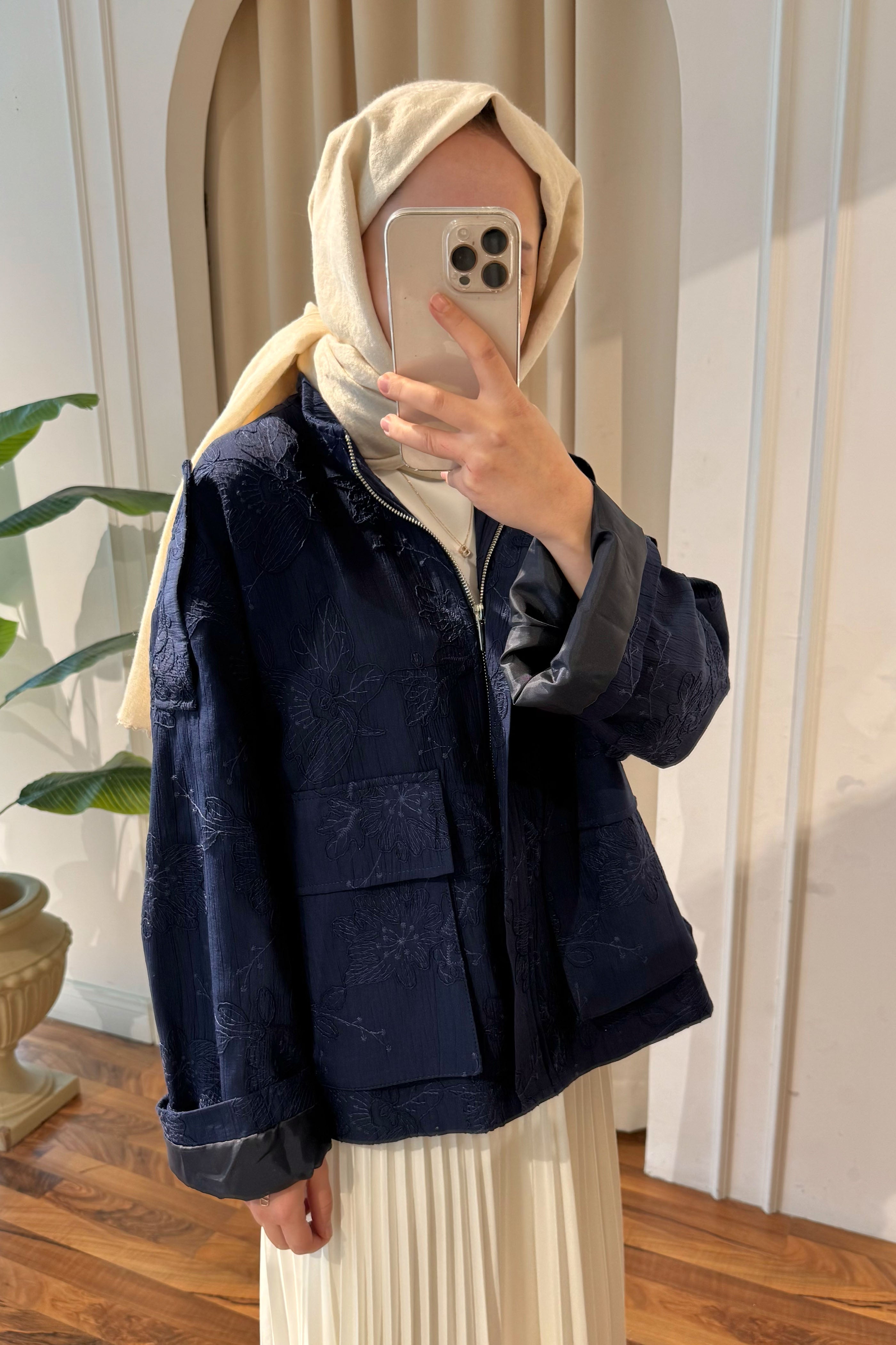 Desenli Ceket - Lacivert